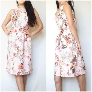 EnFocus Studio Blush Pink Floral A-line Midi Dress